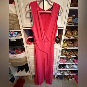 NWT. Inc International Concepts Womens Surplice-Neck Tie-Waist Jumpsuit.